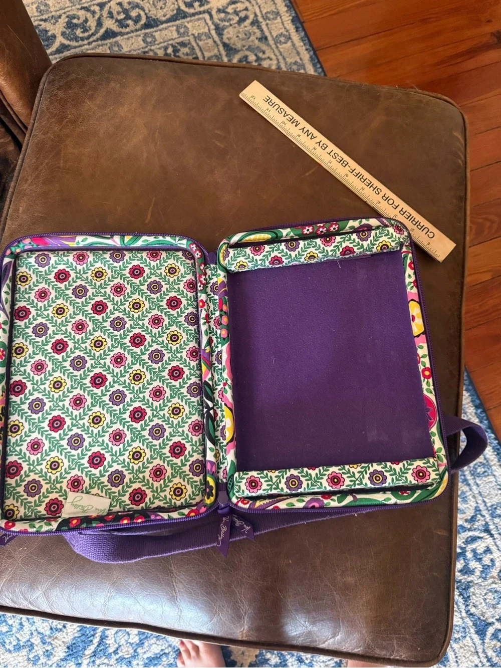 Vera Bradley Multicolor Floral Quilted Crossbody with Purple Strap